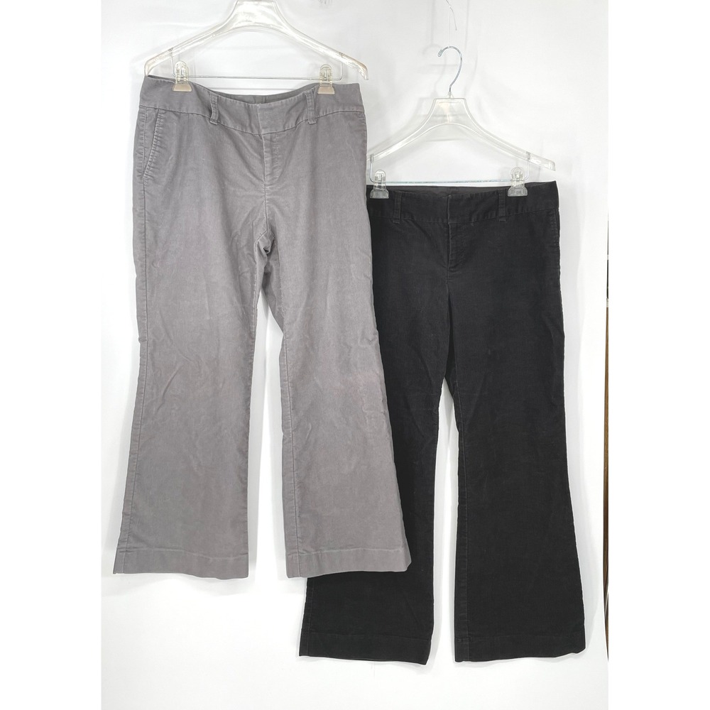 Gap Women Lot of 2 Pants 14 Wide Leg Black Grey Corduroy Trousers